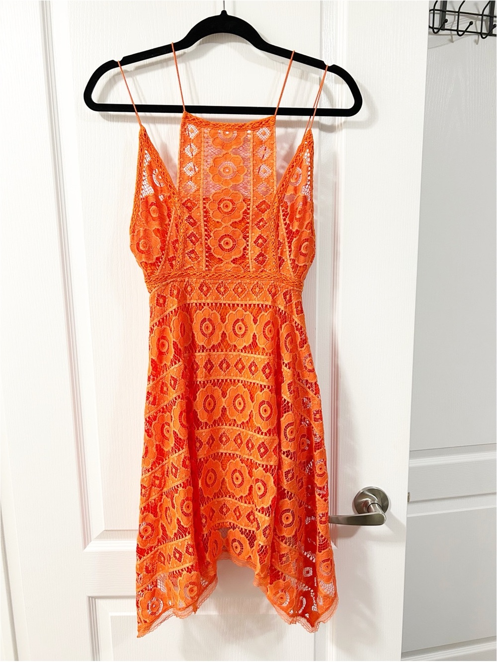 Free People Mini Dress Size 0 Orange Romantic Boho Chic Peasant Grad Formal